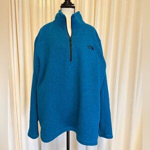 The North Face 1/5 Quarter-Zip Fleece Teal Blue Pull-Over Jacket Size XXL
